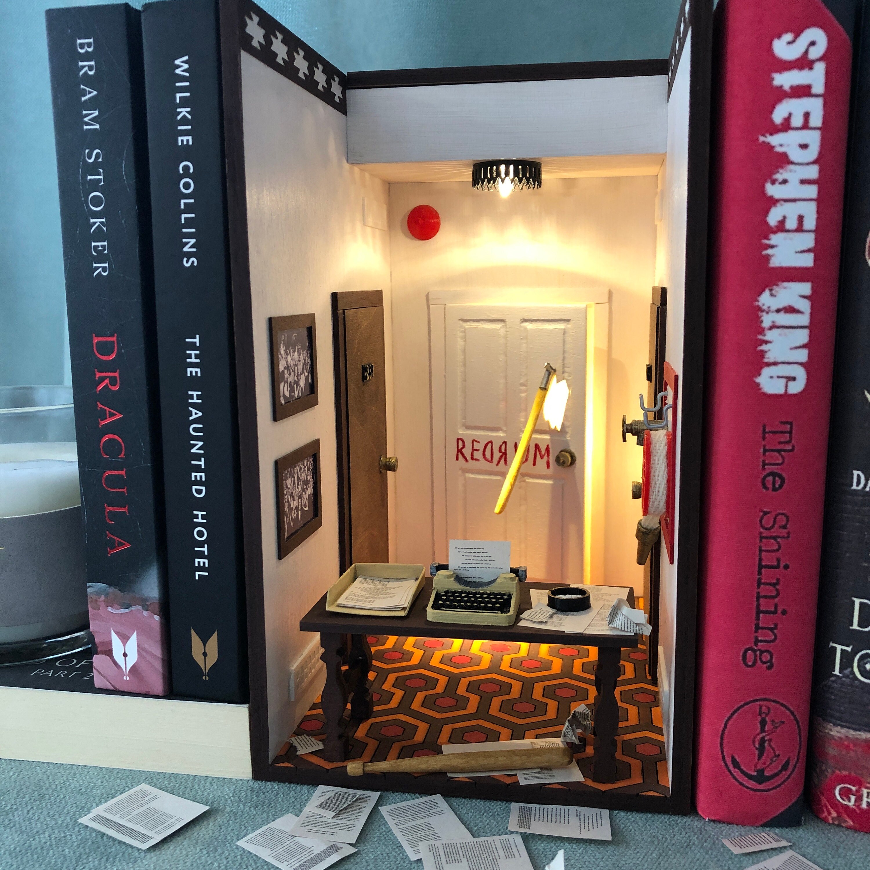 Book Nook the Shining Shelf Insert Bookshelf Diorama Horror