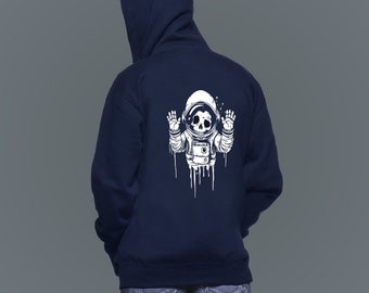 Skull astronoud, Vector in line art style, Cute skull astronaut, Unisex heavy blend hooded sweatshirt (Gildan 18500)