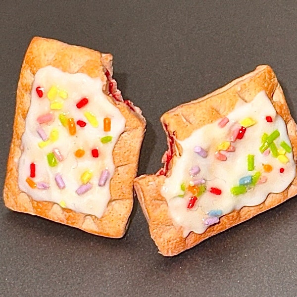 Frosted Strawberry Pop-Tart Stud Earrings