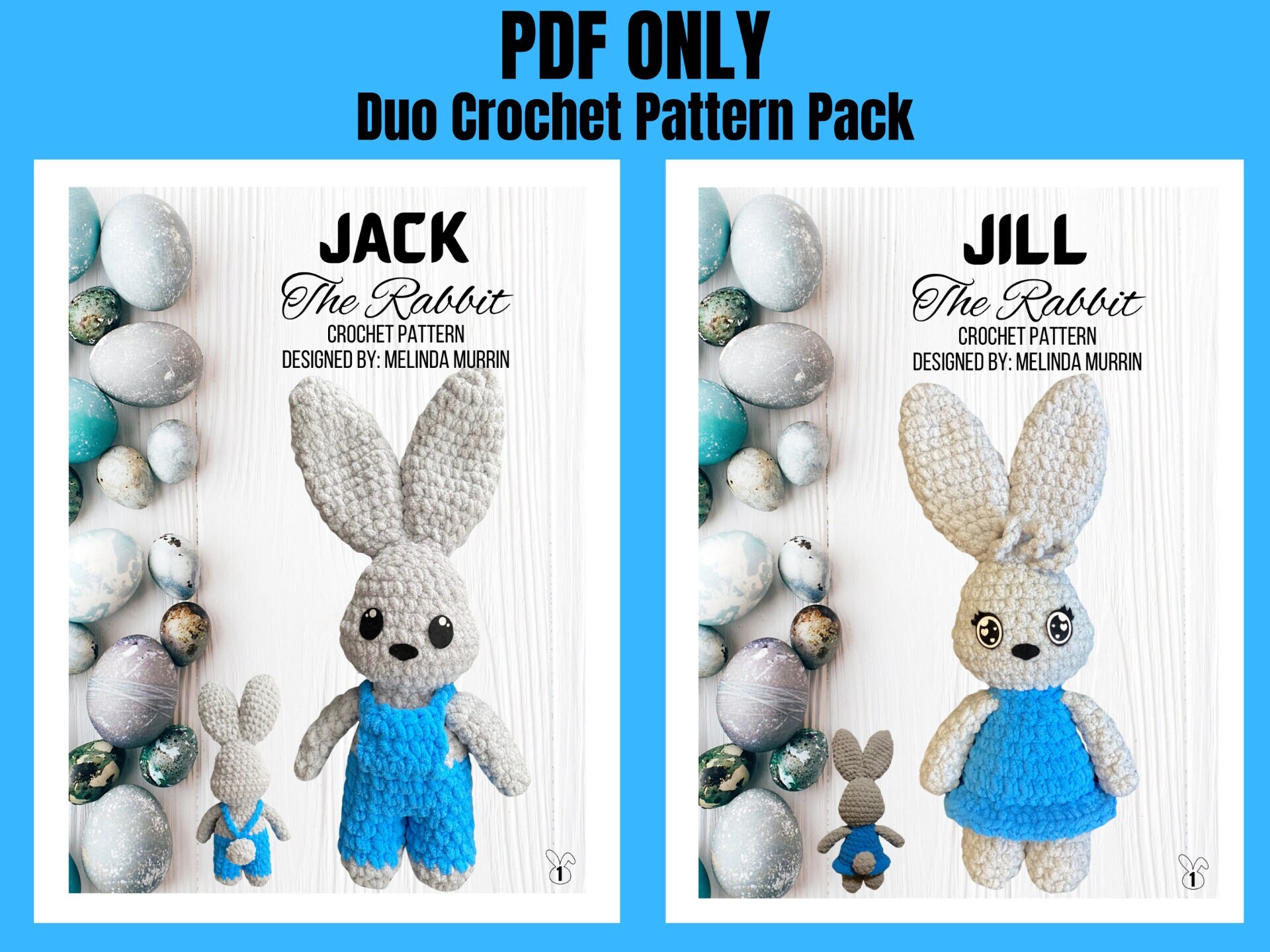 Jack the Rabbit & Jill the Rabbit Crochet Pattern - Etsy