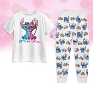 Stitch And Angel Pajamas Set, Disney Stitch Tshirt And Pants, Cute Stitch Women Pajamas, Magic Kingdom Pajamas For Her, Gift For Women