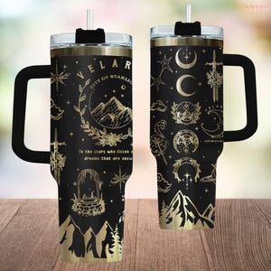 Vaso grabado de la ciudad de Velaris, taza literaria de la Corte Nocturna, vaso Acotar de 40 oz, vaso de fantasía romántica, vaso de acero inoxidable literario