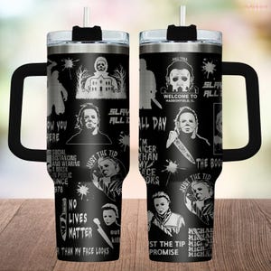 Michael Myers Engraved Tumbler, Halloween Horror 40oz Tumbler, Horror Character Drinkware Tumbler, Scary Movie Steel Tumbler