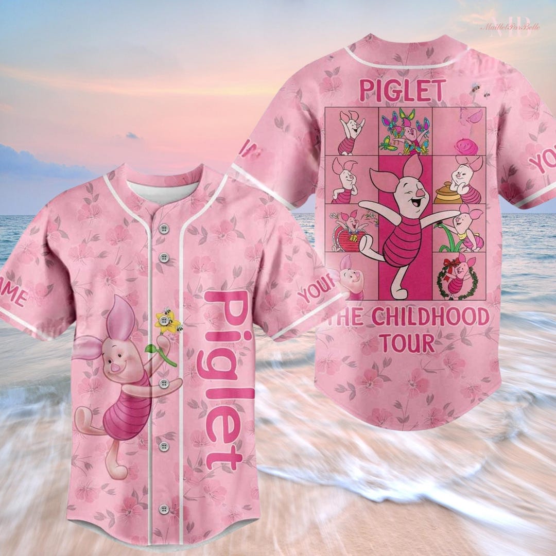 Custom Disney Piglet Baseball Jersey, Piglet Pig Jersey Shirt, Disney ...