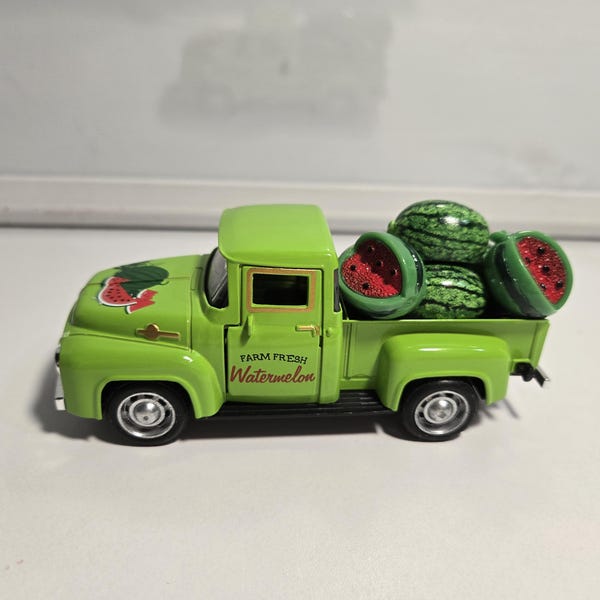Farm Fresh Watermelon Truck - Green Vintage Style Miniature Decor