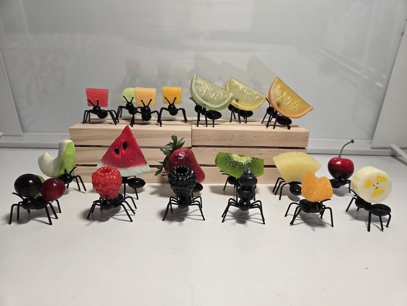 Fake/Faux Ants Carrying Fruit, Summer Picnic, Summer Cookout, Summer BBQ, Summer Decor, Tiered Tray