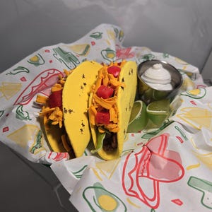 Fake/Faux Taco Basket with Sour Cream and Lime Wedges, Mexican Dinner, Cinco de Mayo