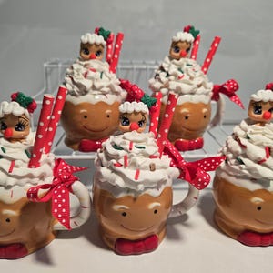 Miniature Gingerbread Man Mugs, Mini Christmas Mugs, Christmas Decor, Tiered Tray
