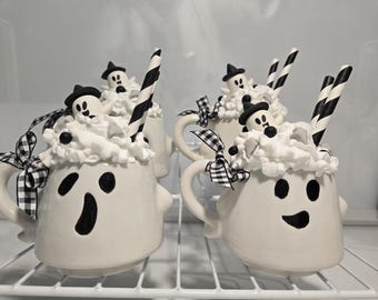 Mugs fantômes miniatures, Mugs miniatures, Mugs expresso, Mugs d'Halloween, Décoration d'Halloween, Plateau à plusieurs niveaux
