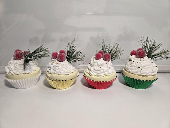 Fake/Faux Christmas Cupcakes, Frosted Berry Cupcakes, Christmas Decor