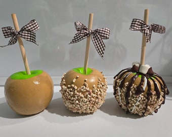 Fake/Faux Caramel Apples, Fall Decor, Tiered Tray, Farmhouse Decor