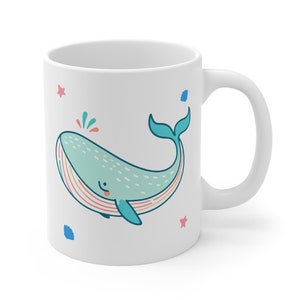 Cute Whale Marine Mug Best Aquatic Animal Day Mammals Coffee Cup Best Birthday Gift for Ocean Lovers Enthusiasts Whale Ceramic Mug 11oz image 4