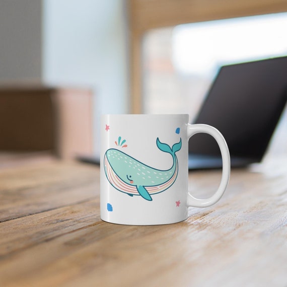 Cute Whale Marine Mug Best Aquatic Animal Day Mammals Coffee Cup Best Birthday Gift for Ocean Lovers Enthusiasts Whale Ceramic Mug 11oz