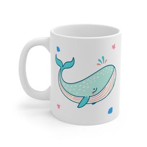 Cute Whale Marine Mug Best Aquatic Animal Day Mammals Coffee Cup Best Birthday Gift for Ocean Lovers Enthusiasts Whale Ceramic Mug 11oz image 5