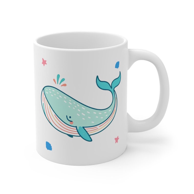 Cute Whale Marine Mug Best Aquatic Animal Day Mammals Coffee Cup Best Birthday Gift for Ocean Lovers Enthusiasts Whale Ceramic Mug 11oz image 4