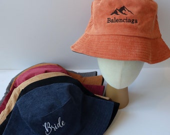 Customized Embroidered Corduroy Fishing Hat Customized Text Fishing Hat  Personalized Gift Holiday Travel Fishing Hat Gift for Her