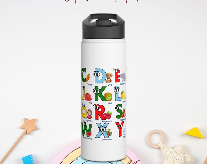 ABC Learning Water Bottle for Kids, Preschool Learning, Back to school gift