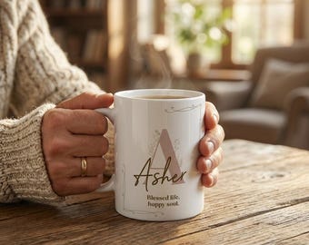 Asher Name Mug: Blessed Life, Happy Soul, Inspirational Name Meaning Coffee Cup