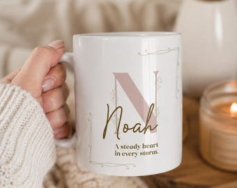 Noah Name Mug, A Steady Heart in Every Storm, Inspirational Name Meaning Coffee Cup