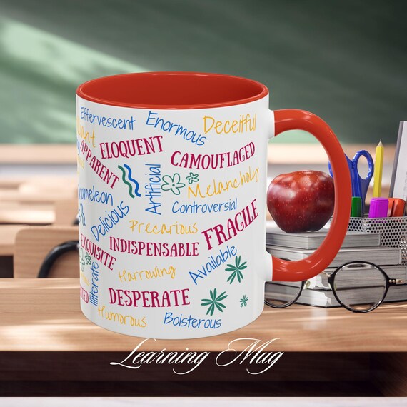 English Adjectives Learning Coffee Mug: Grammar Study Tool - Etsy