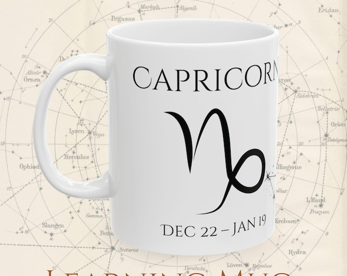 Capricorn Zodiac Mug: Astrology Coffee Cup with Constellation & Traits