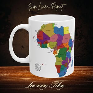 Der Kontinent Afrika Becher, lehrreiche Afrika Karte Becher mit lustigen Fakten, afrikanische Geographie Lernbecher, perfektes Geschenk für Kinder und Erwachsene