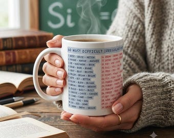 Irregular Verbs Learning Mug: English Grammar Gift