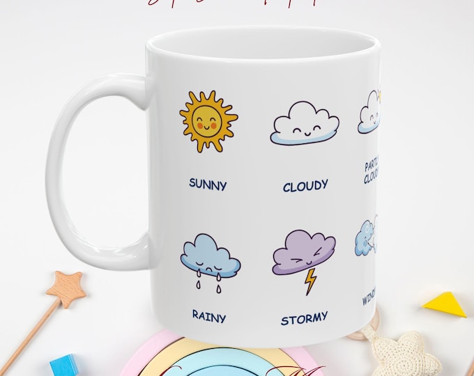Weather Learning Mug for Kids - Preschool Kindergarten Education Gift, 11oz & 15oz
