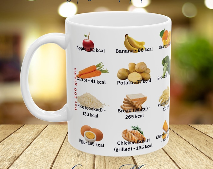 Diet Food Chart Ceramic Mug: Healthy Eating Calorie Guide