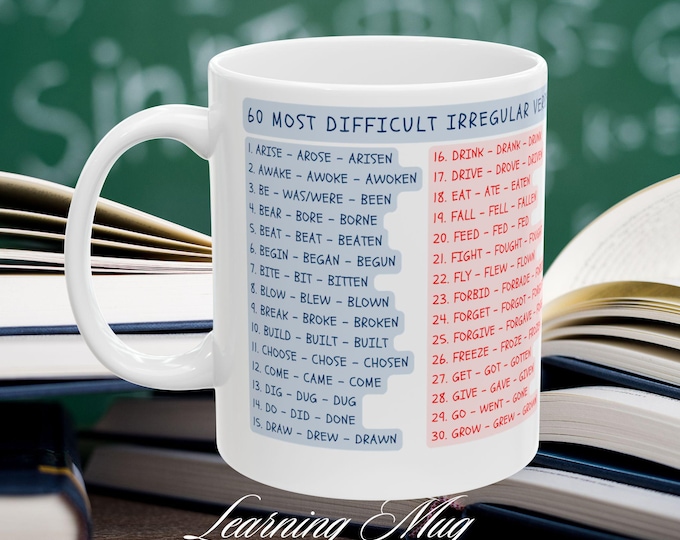 Irregular Verbs Learning Mug: English Grammar Gift