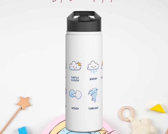 Weather Learning Water Bottle for Kids: Stainless Steel