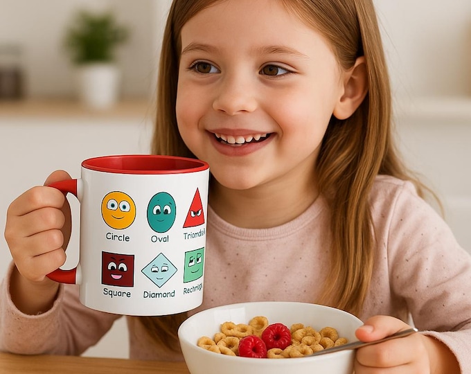 Shapes Learning Ceramic Mug: Toddler Educational Gift