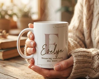 Evelyn Name Mug, Timeless Grace, Desired and Dear, Inspirational Name Meaning Coffee Cup