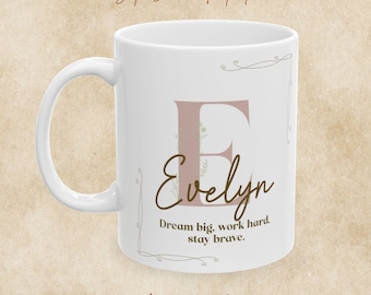 Evelyn Name Mug, Timeless Grace, Desired and Dear, Inspirational Name Meaning Coffee Cup