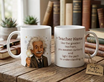 Personalized Teacher Gift Mug, Custom Name Einstein Quote Coffee Mug, Personalized Teacher Appreciation Gift, End of Year Coffee Cup