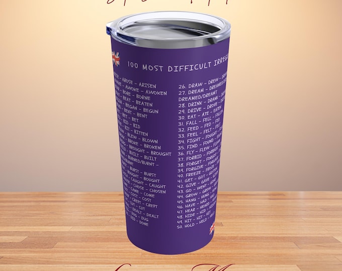 Irregular Verbs Tumbler: English Language Learning Gift