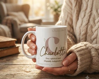 Charlotte Name Mug, Free-Spirited and Elegantly Independent, Inspirational Name Meaning Coffee Cup