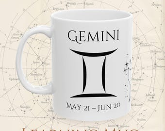 Gemini Zodiac Mug: Astrology Cup with Constellation & Traits