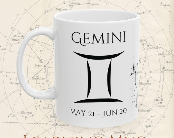 Gemini Zodiac Mug: Astrology Cup with Constellation & Traits
