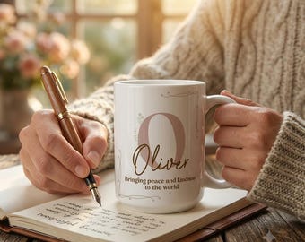 Oliver Name Meaning Mug. Inspirational Name Meaning Coffee Cup