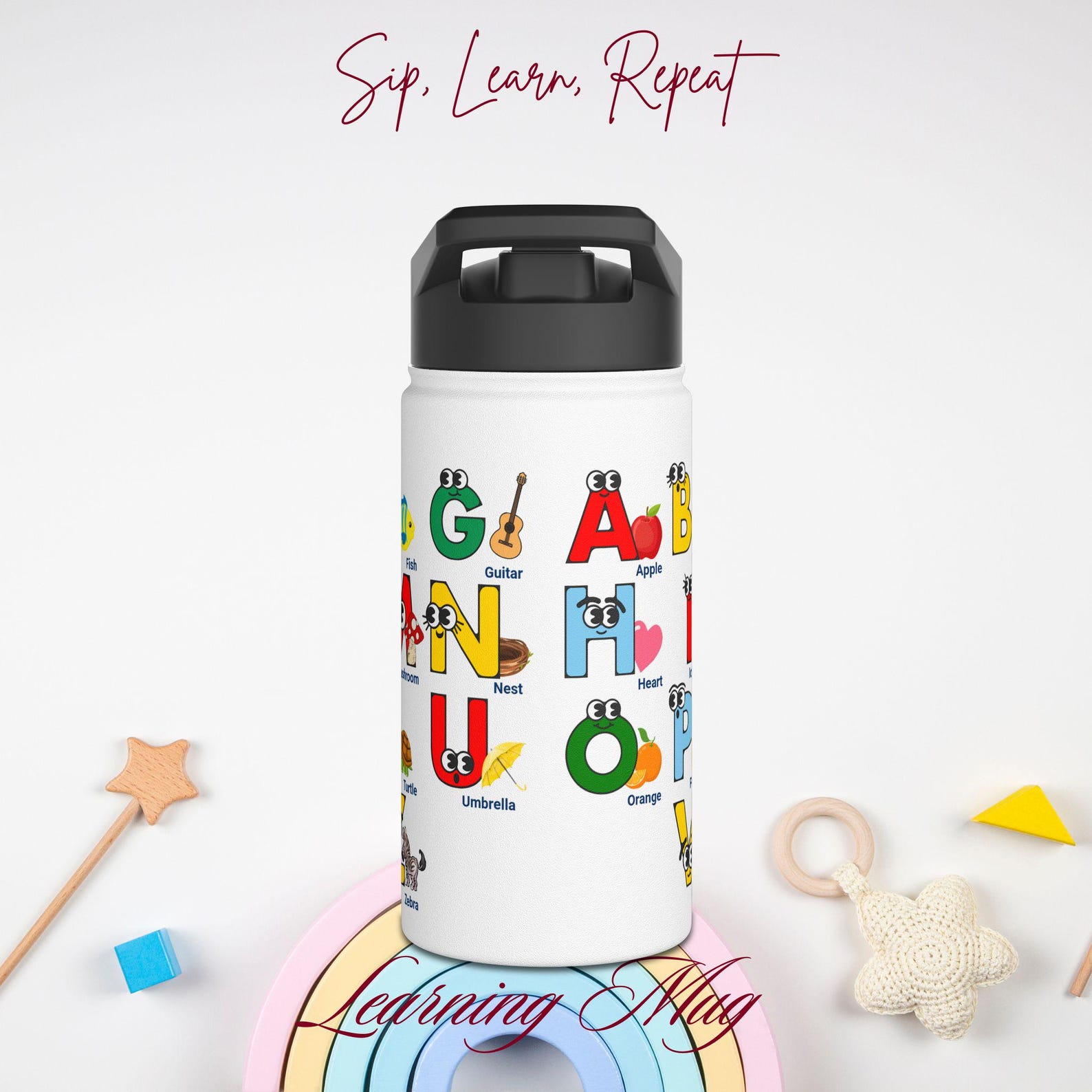 ABC Learning Water Bottle for Kids, Preschool Learning, Back to School ...