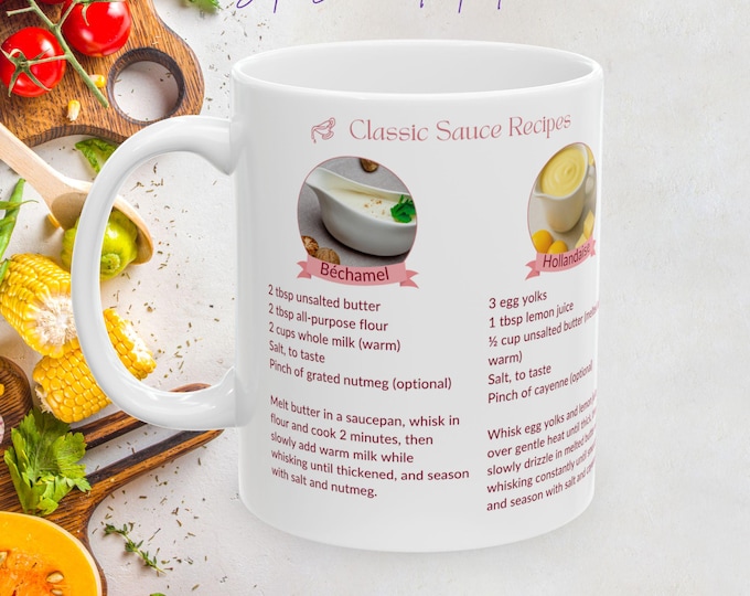 Classic Sauce Recipes Mug: Hollandaise, Pesto, Béchamel, Tzatziki