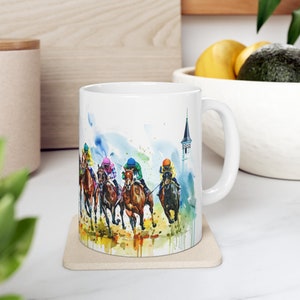 Derby Gift, Derby Mug, Coffee Mug, Horse Racing Gifts, Gifts for Him, Horse, Horse Race, Kentucky Derby 2024, Jockey,  Mug, (11oz)