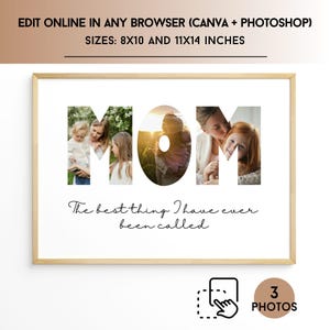 MOM photo collage template, personalized, Christmas gift for mother, mommy birthday gift, Canva, Photoshop, Drag & Drop, Instant Download