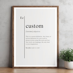 editable, Definition Print, custom, Dictionary Wall Art, Dictionary Sign, Typography Poster, printable, Instant Download