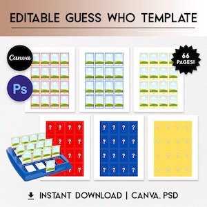 Guess Who Template, Make Your Own, Custom, Guess Who Cards Template, Canva, Photoshop, printable, personalized, Instant Download