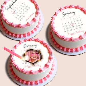 editable Burn Away Cake Topper Calendar Template, Birthday Photo Cake Topper, Printable, svg, png, psd, Canva, Sugar Frosting, Wafer Paper