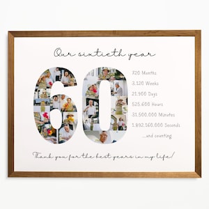 60° anniversario, collage fotografico modificabile, personalizzato, 60° anniversario di matrimonio, regalo per i genitori, personalizzato, Canva, trascina e rilascia