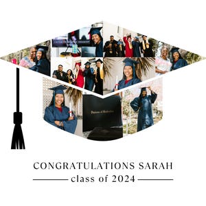Graduation Cap photo collage template, personalized, graduation gift for seniors, Canva, Photoshop, Drag & Drop, Instant Download
