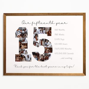 15 year anniversary gift for him, photo collage, personalized, 15th anniversary gift, custom, gift for husband, editable, Canva, Drag & Drop
